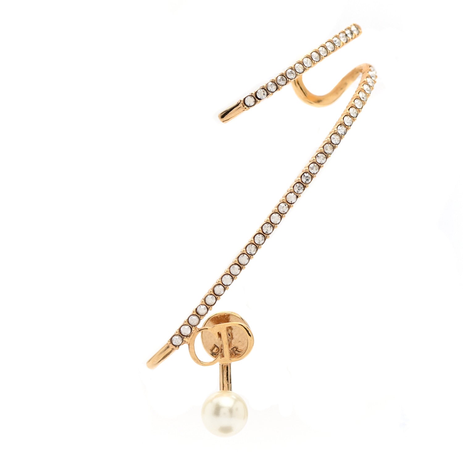 Christian Dior Pearl Crystal Clair D Lune Earring Gold 1 of 4