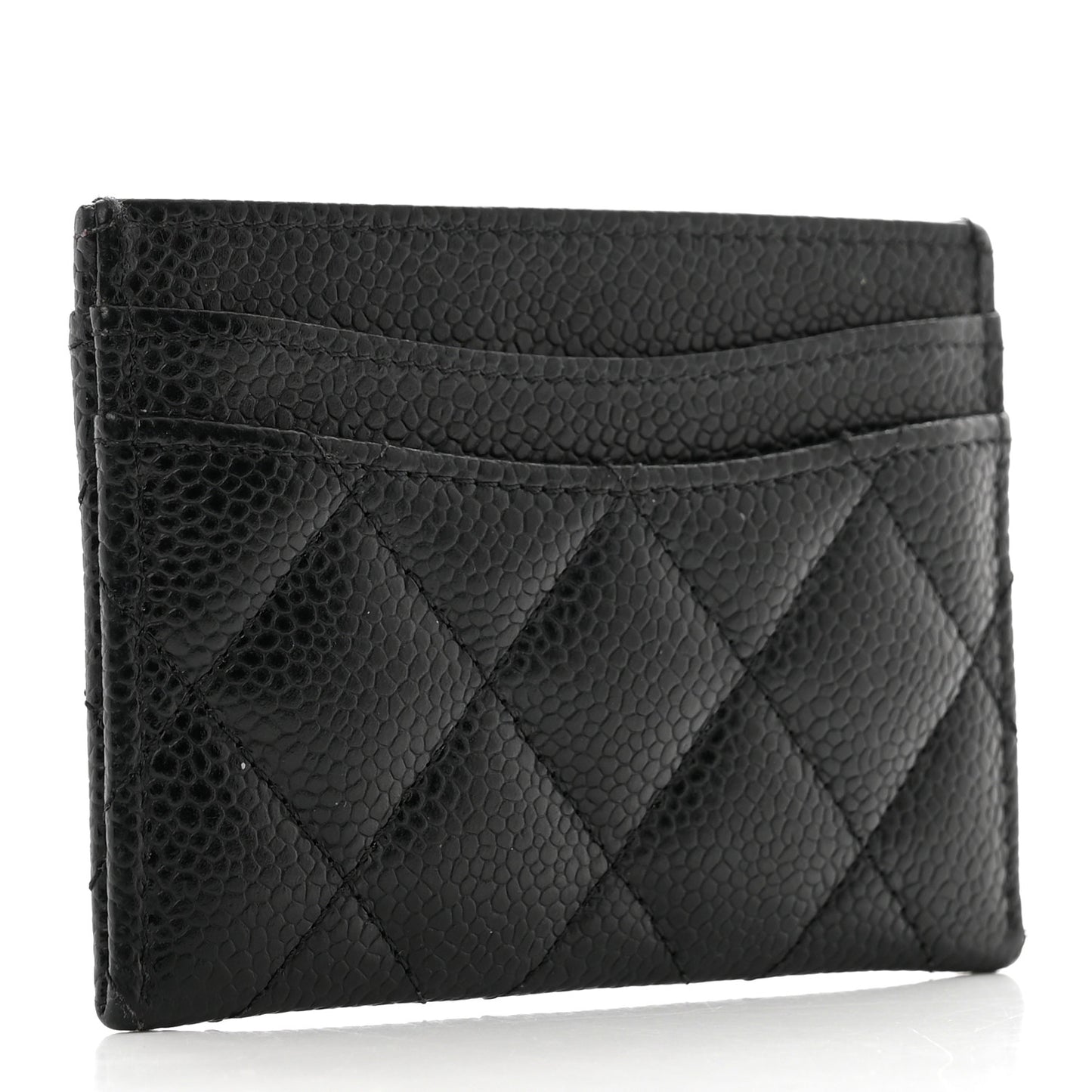 Caviar Quilted Card Holder Black