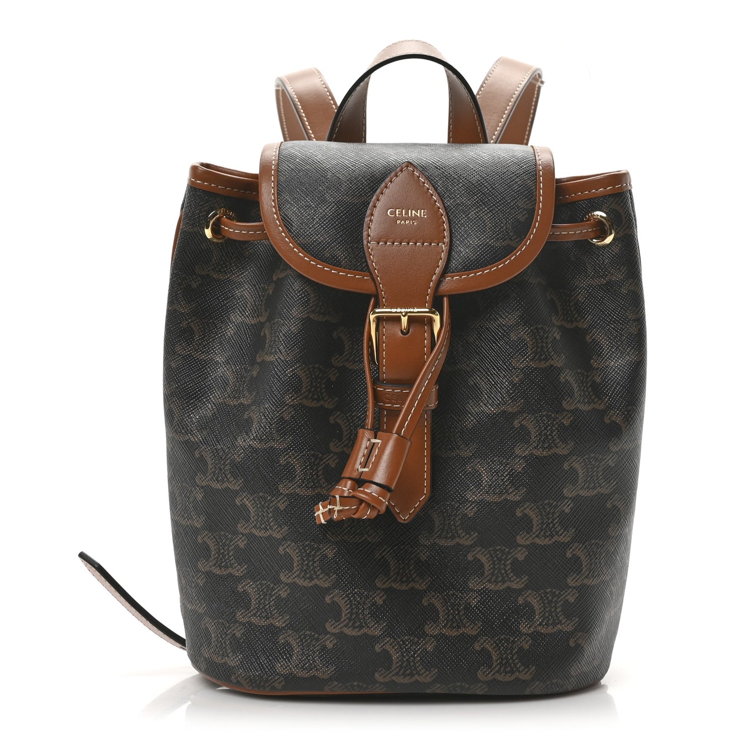 Triomphe Canvas Calfskin Mini Folco Backpack Tan