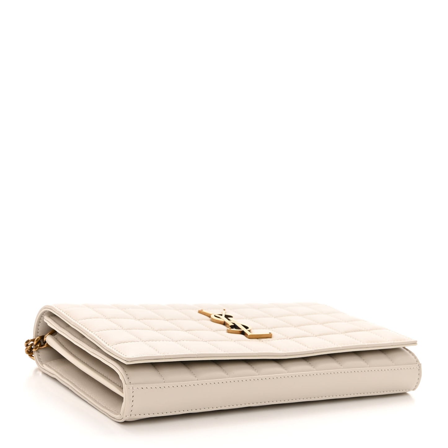 Lambskin Carre Quilted Cassandre Chain Wallet Blanc Vintage