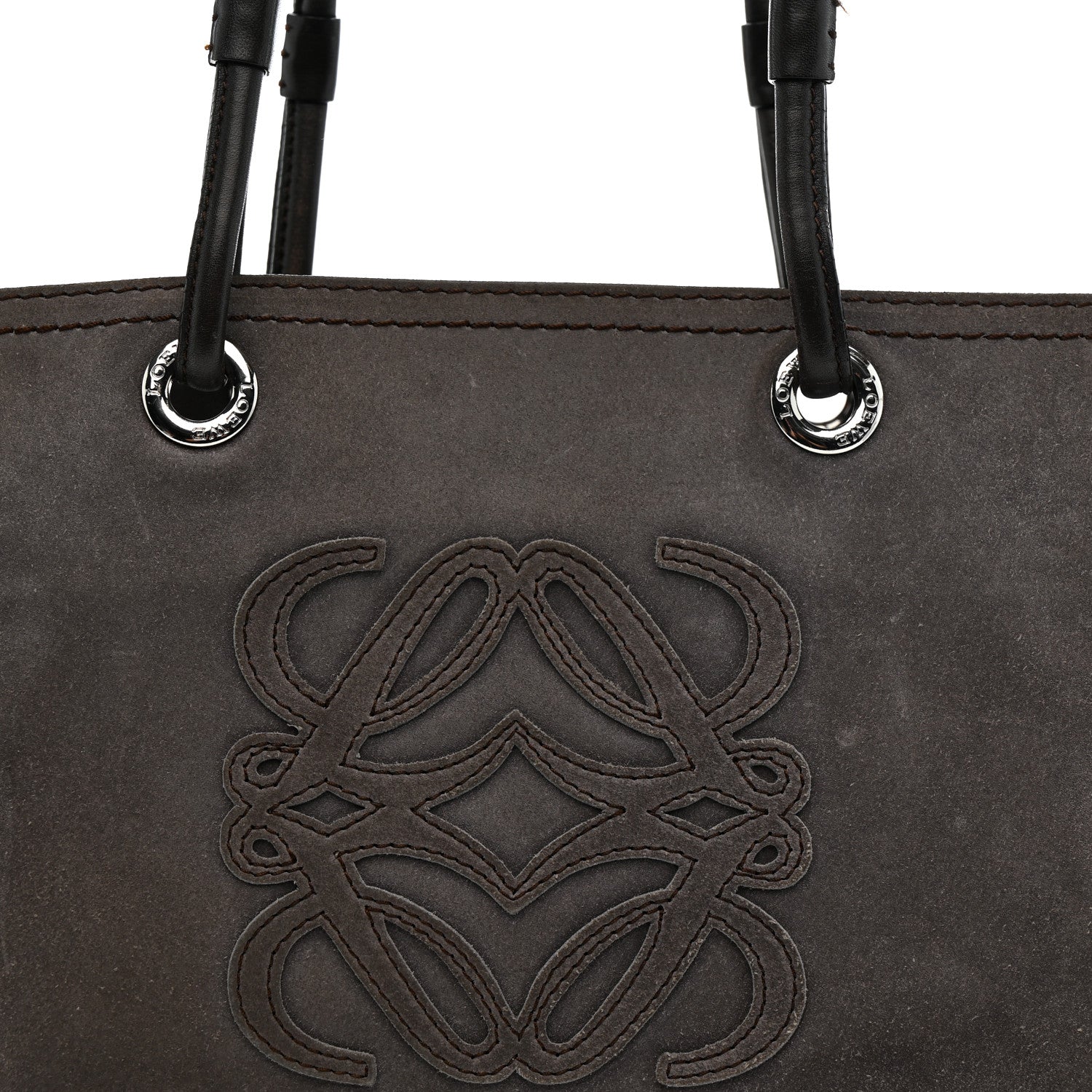 Loewe Suede Anagram Tote Grey 8 of 17