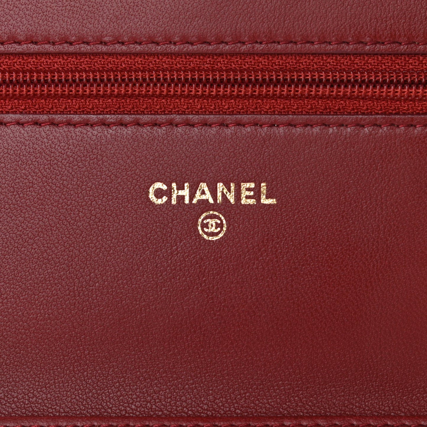 Lambskin Quilted Boy Wallet On Chain WOC Dark Red
