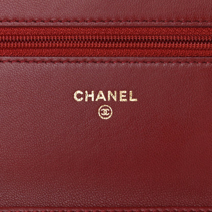 Chanel Lambskin Quilted Boy Wallet On Chain WOC Dark Red 5 of 10