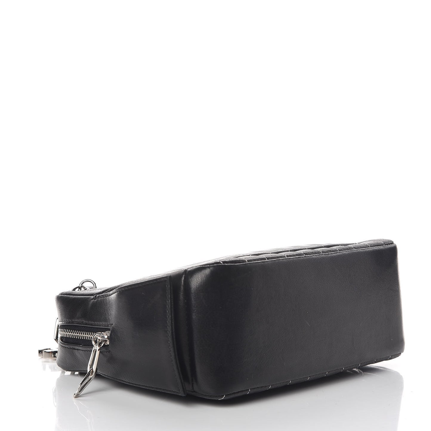 Lambskin Vertical Quilted Mademoiselle Small Camera Case Black