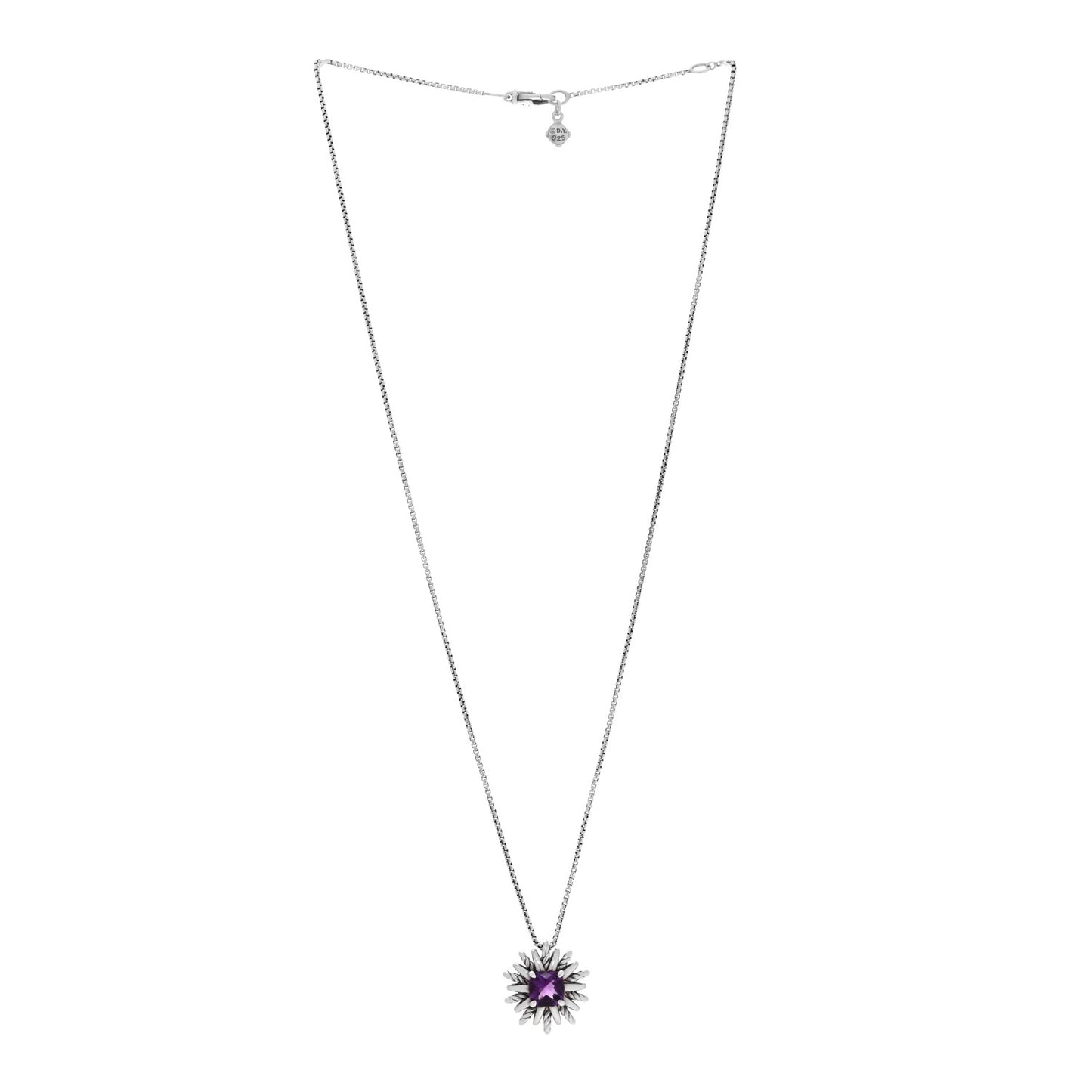 Sterling Silver Amethyst Starburst Pendant Necklace