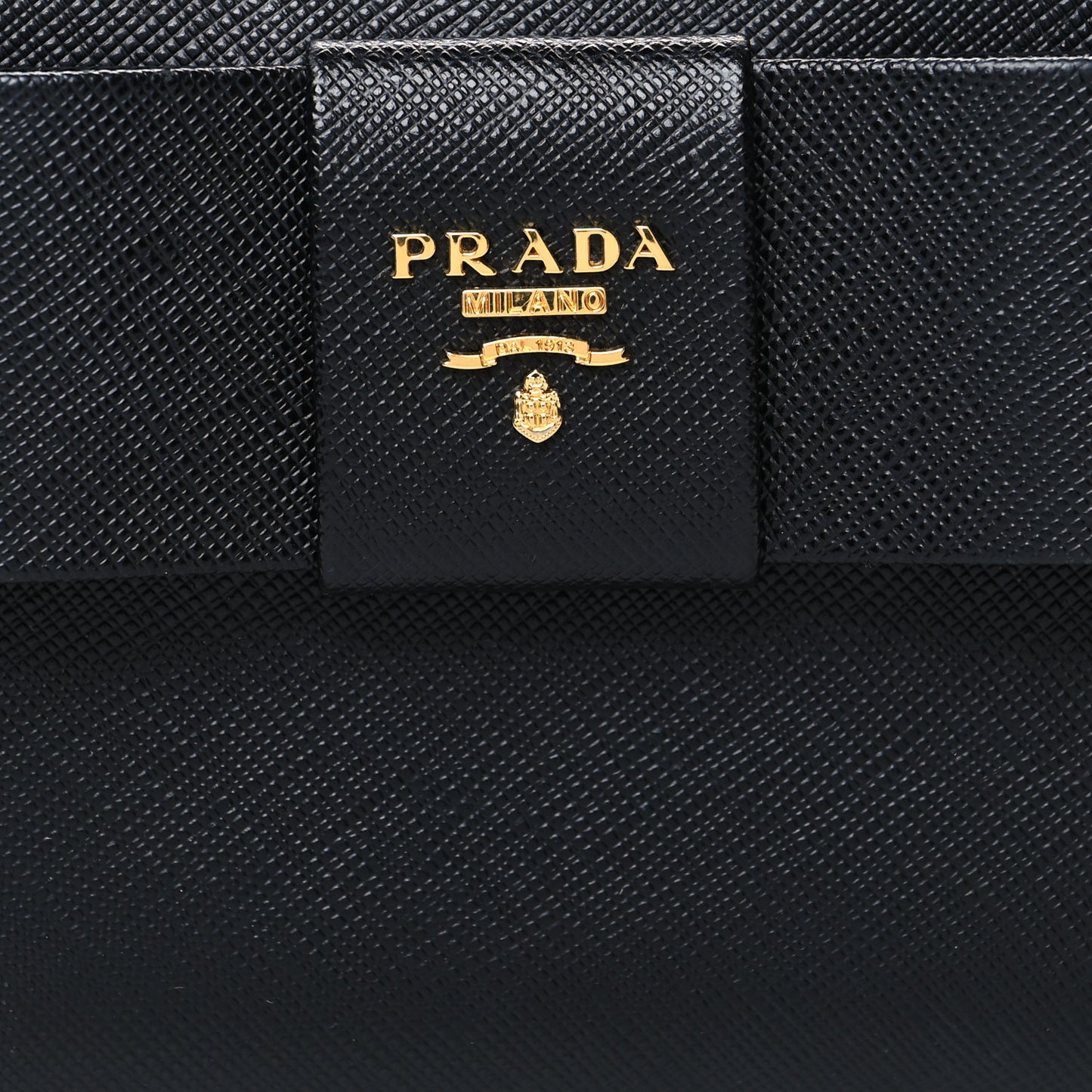 Saffiano Fiocco Bow Zip Around Wallet Black