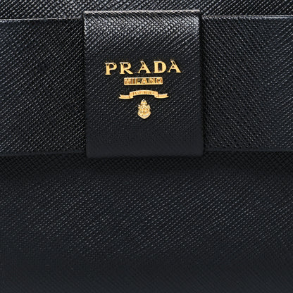 Prada Saffiano Fiocco Bow Zip Around Wallet Black 7 of 10