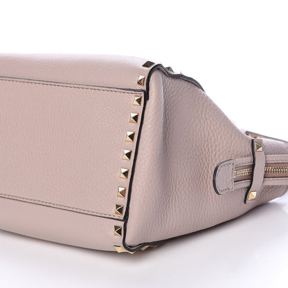 Valentino Garavani Pebbled Calfskin Small Rockstud Double Handle Tote Poudre 8 of 9