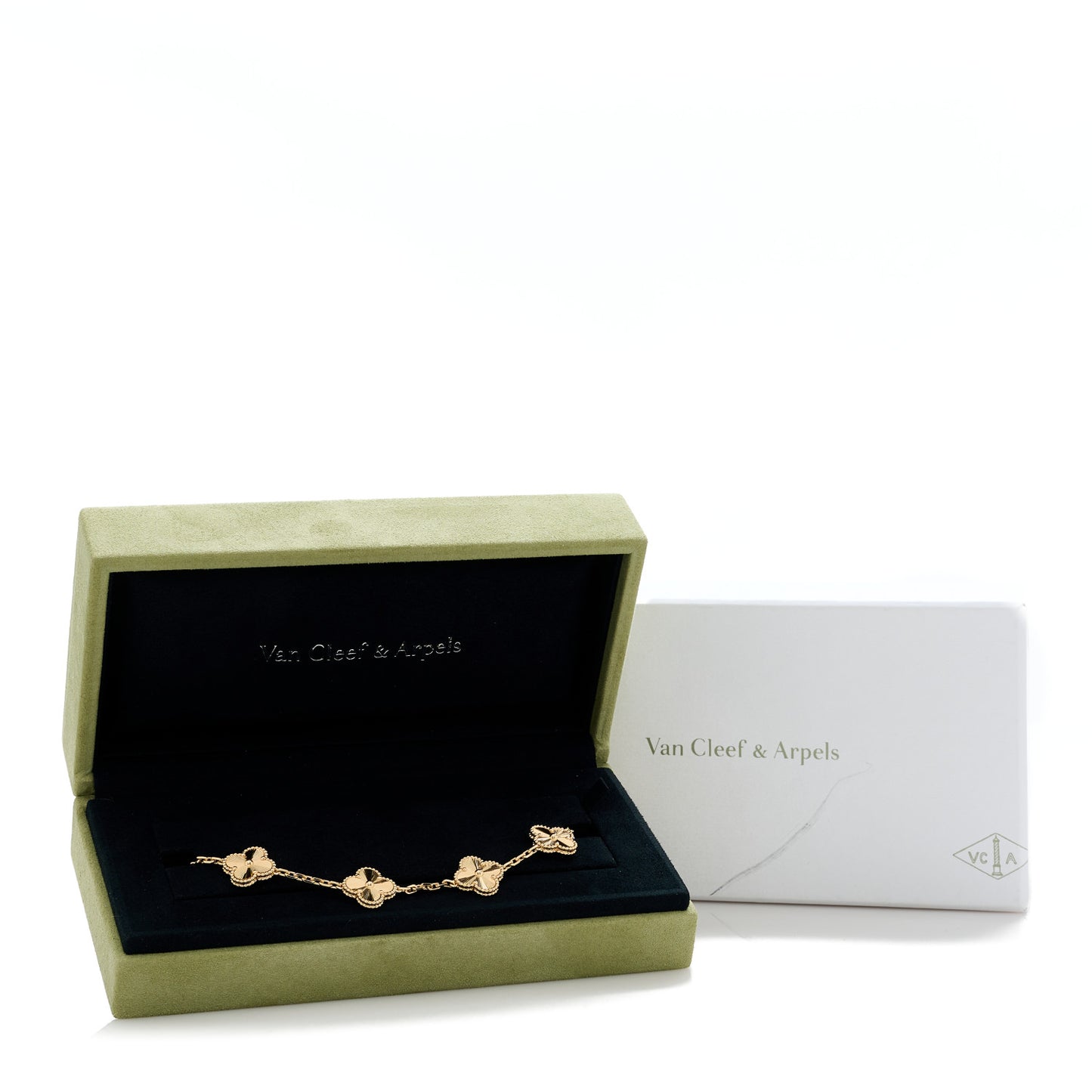 18K Yellow Gold 5 Motifs Guilloche Vintage Alhambra Bracelet
