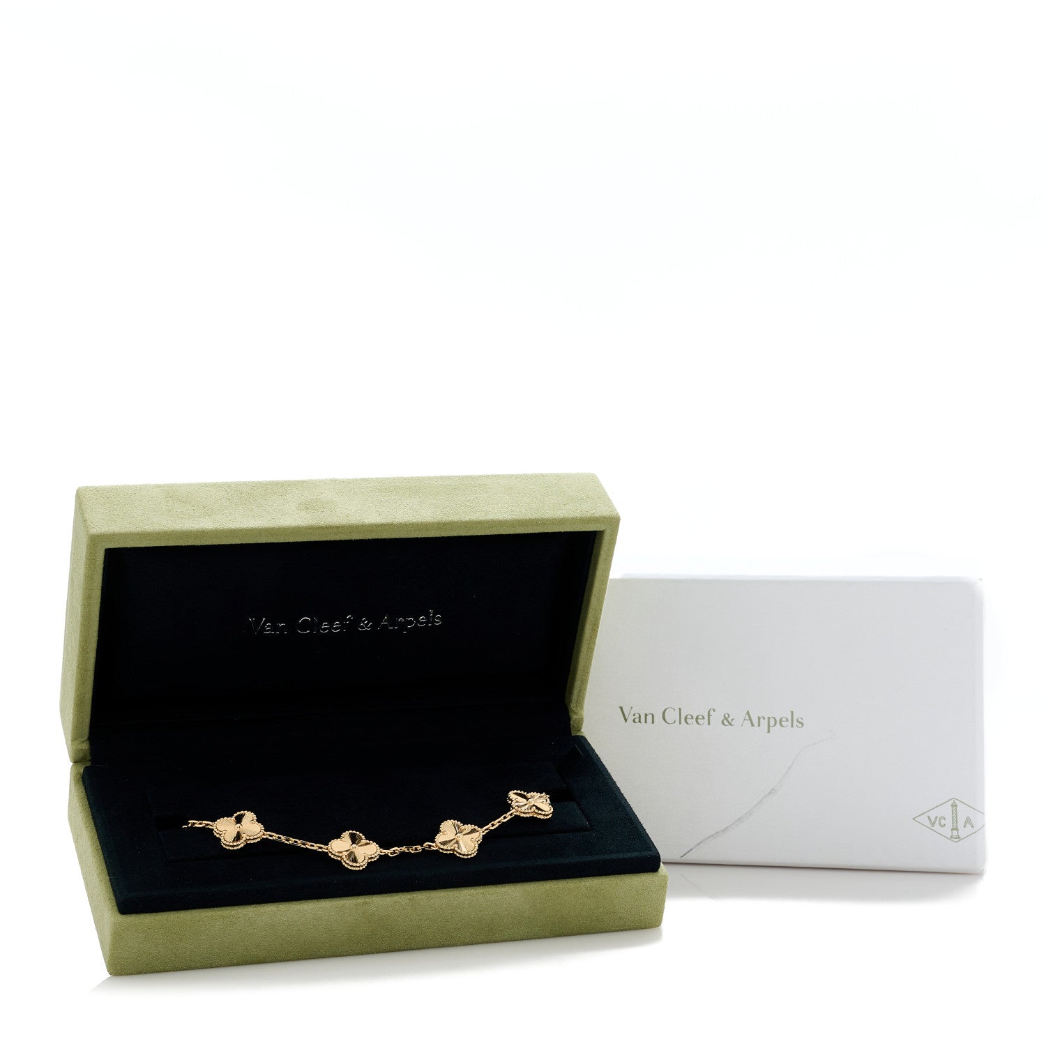 Van Cleef & Arpels 18K Yellow Gold 5 Motifs Guilloche Vintage Alhambra Bracelet 7 of 7