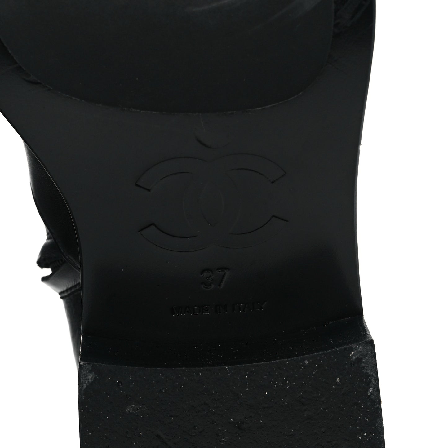 Calfskin Chain Short Boots 37 Black