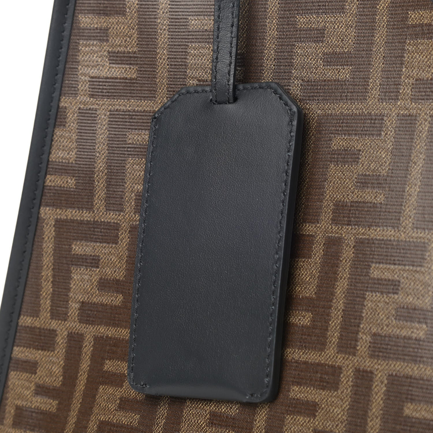 Fendi Glazed Fabric Vitello Century FF 1974 Stamp Patch Medium Peekaboo Defender Cover Mogano Panna Black 12 of 13