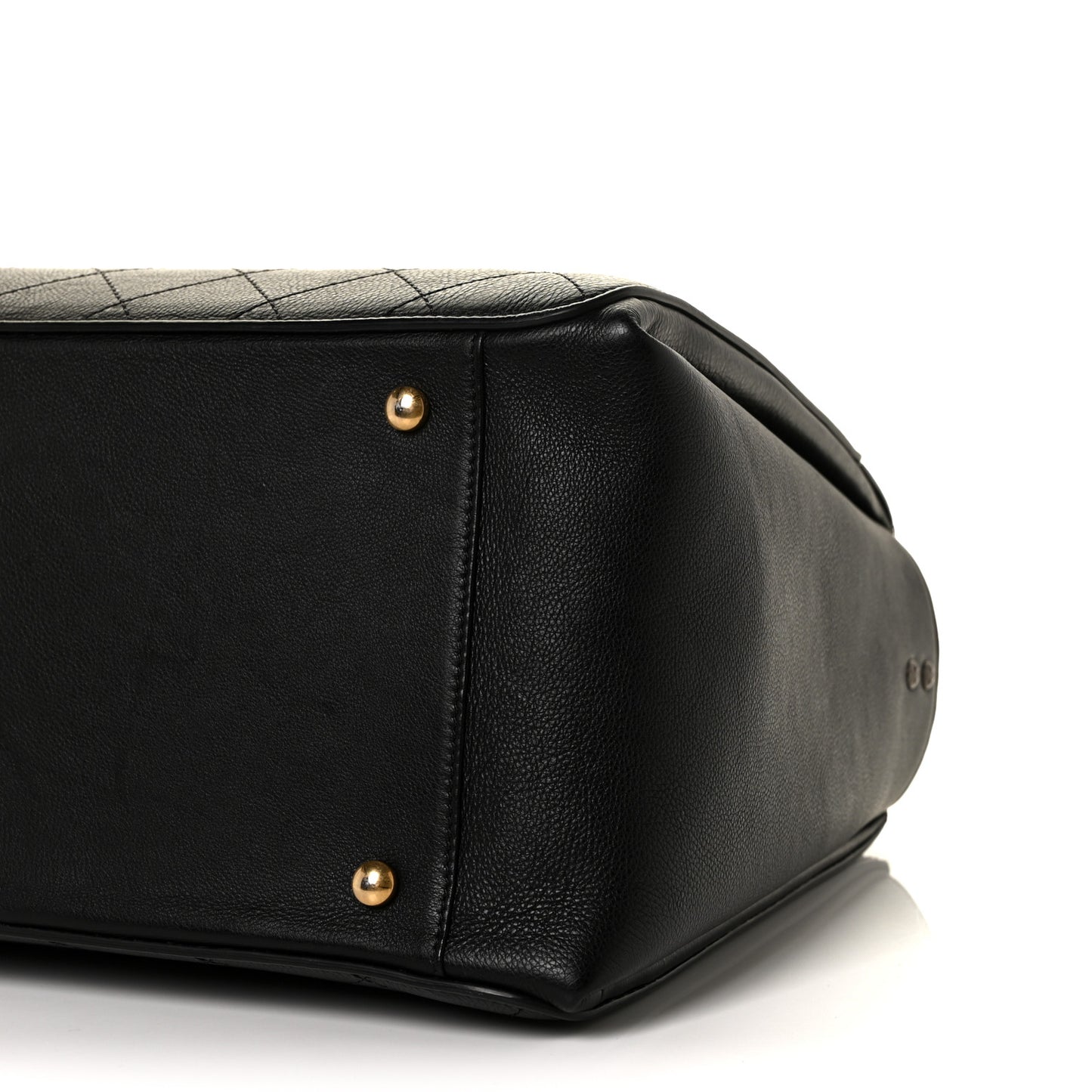 Calfskin Stitched Large Straight Lines Shopping Tote Black
