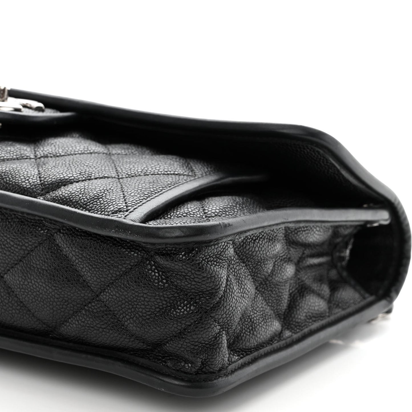 Caviar Quilted Large French Riviera Flap Black