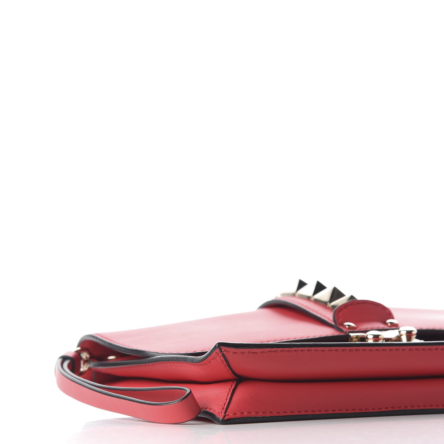 Valentino Garavani Vitello Glam Lock Rockstud Clutch Red 6 of 8