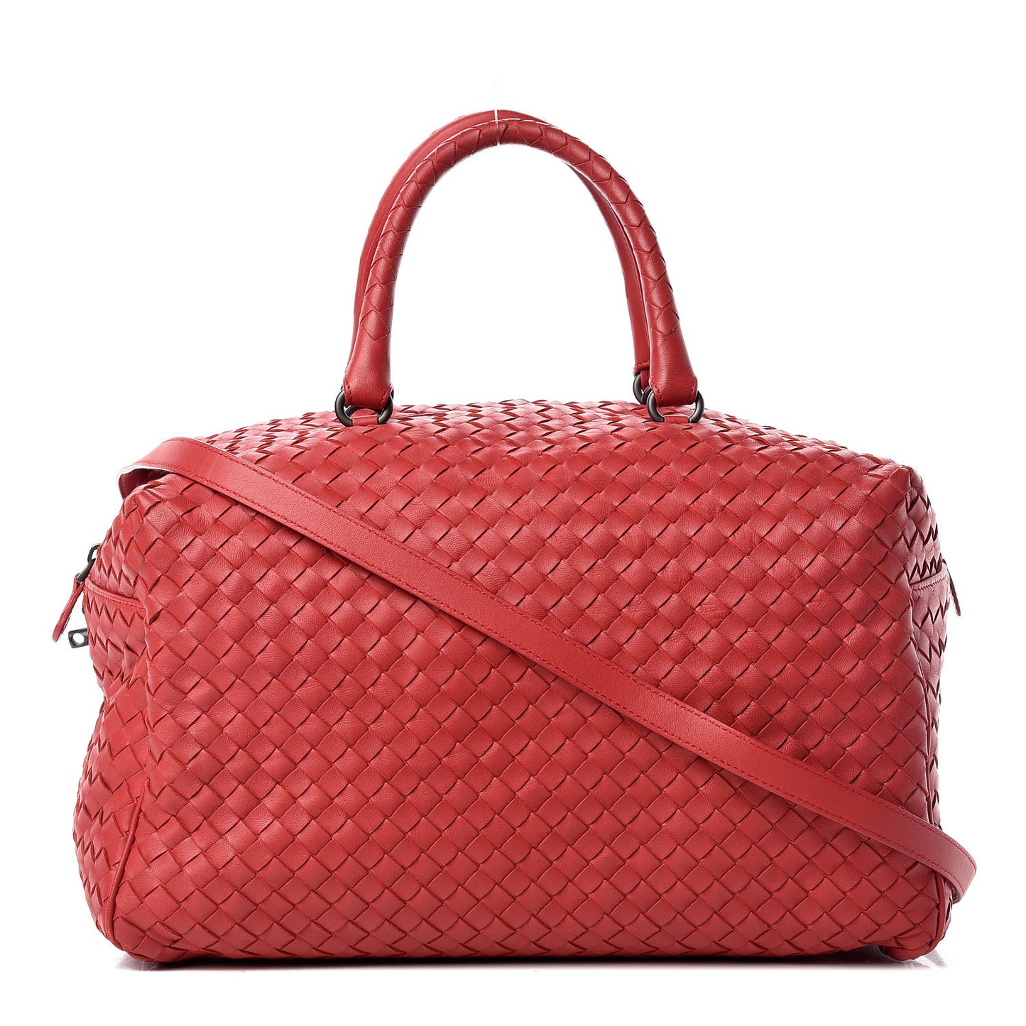 Nappa Intrecciato Satchel Corniola