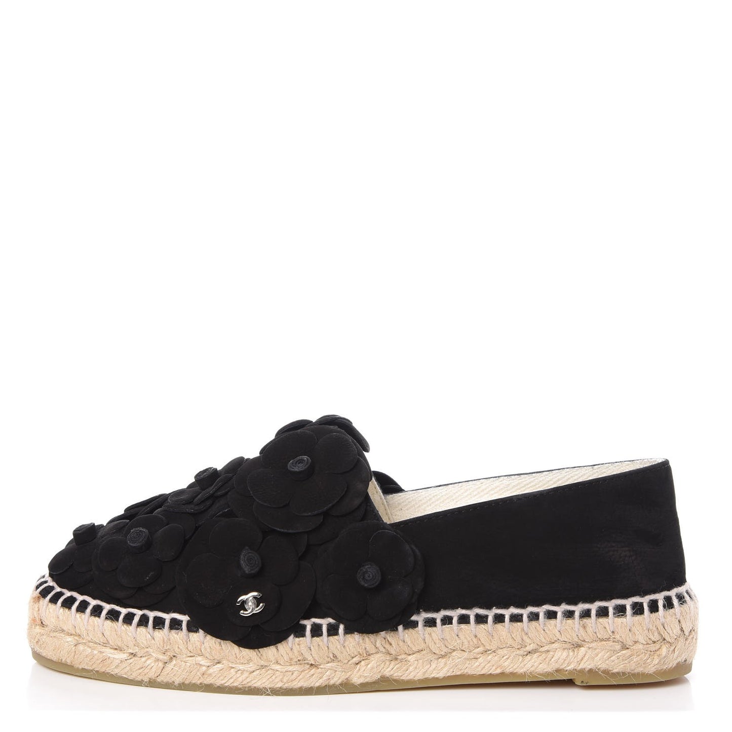 Lambskin Camellia CC Espadrilles 36 Black