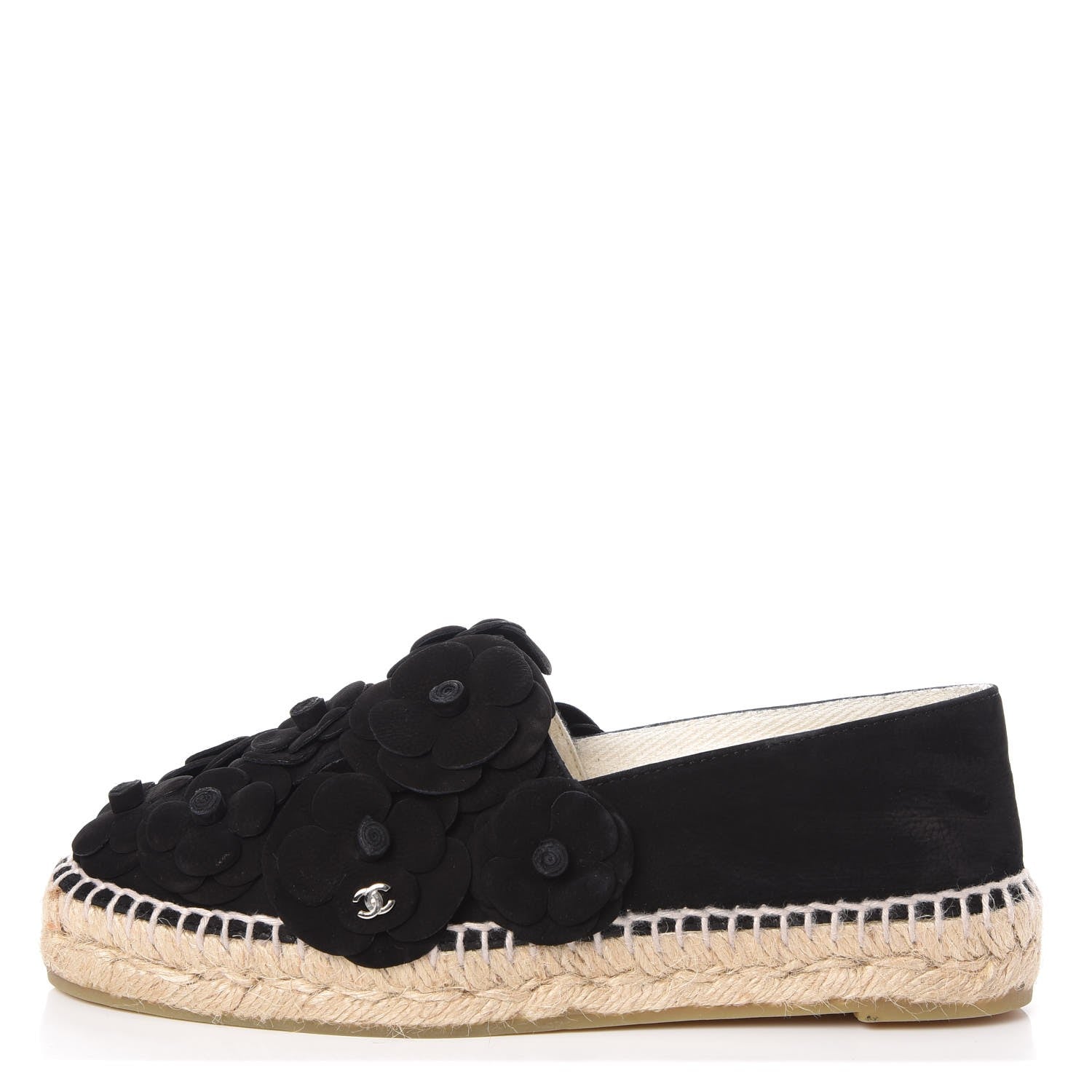 Chanel Lambskin Camellia CC Espadrilles 36 Black 1 of 8