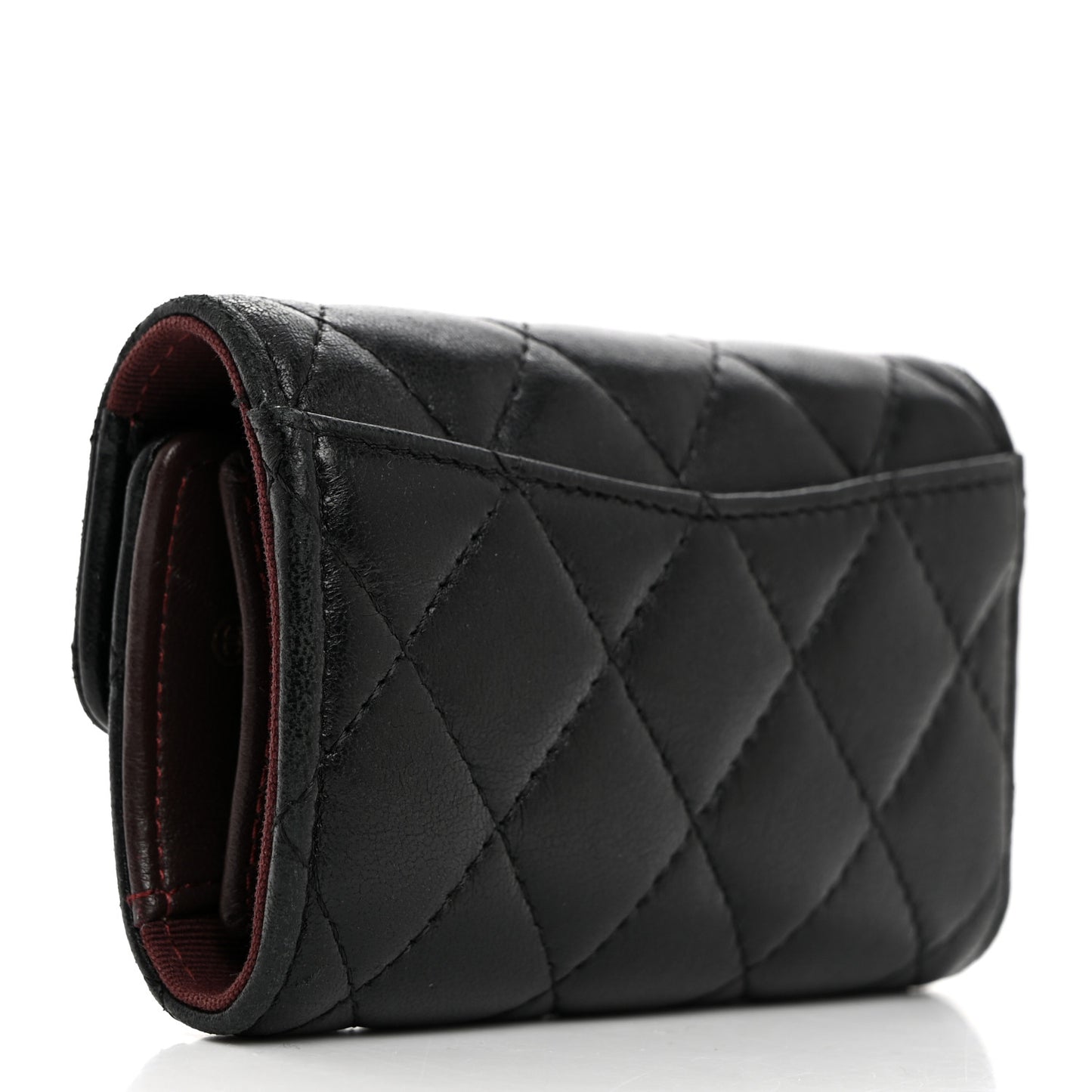 Lambskin Quilted 4 Key Holder Black