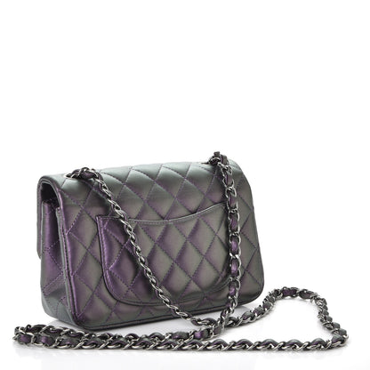 Chanel Metallic Lambskin Quilted Mini Rectangular Flap Purple 4 of 12
