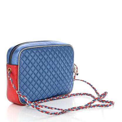 Gucci Laminated Nappa Trapuntata Small Zumi Shoulder Bag Rosso Marine Argento 3 of 10