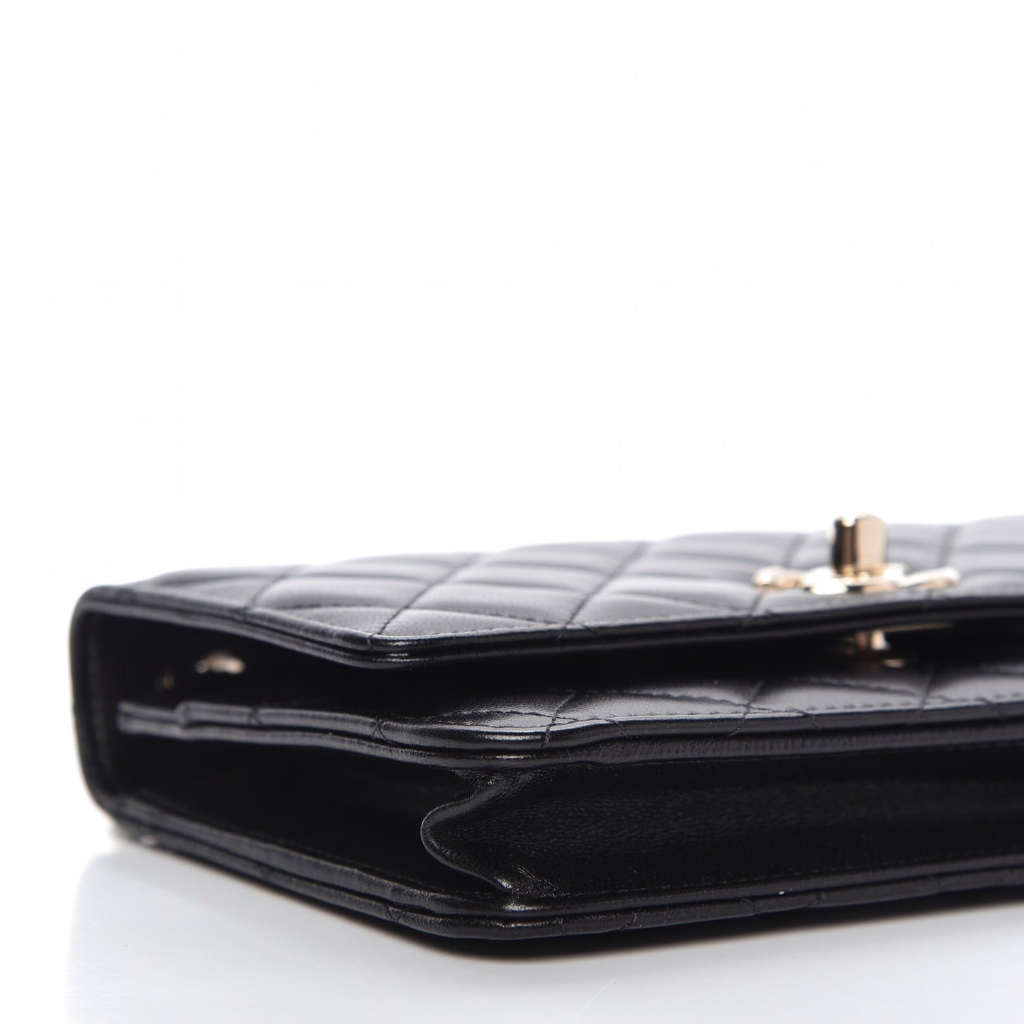 Lambskin Quilted Trendy CC Wallet On Chain WOC Black