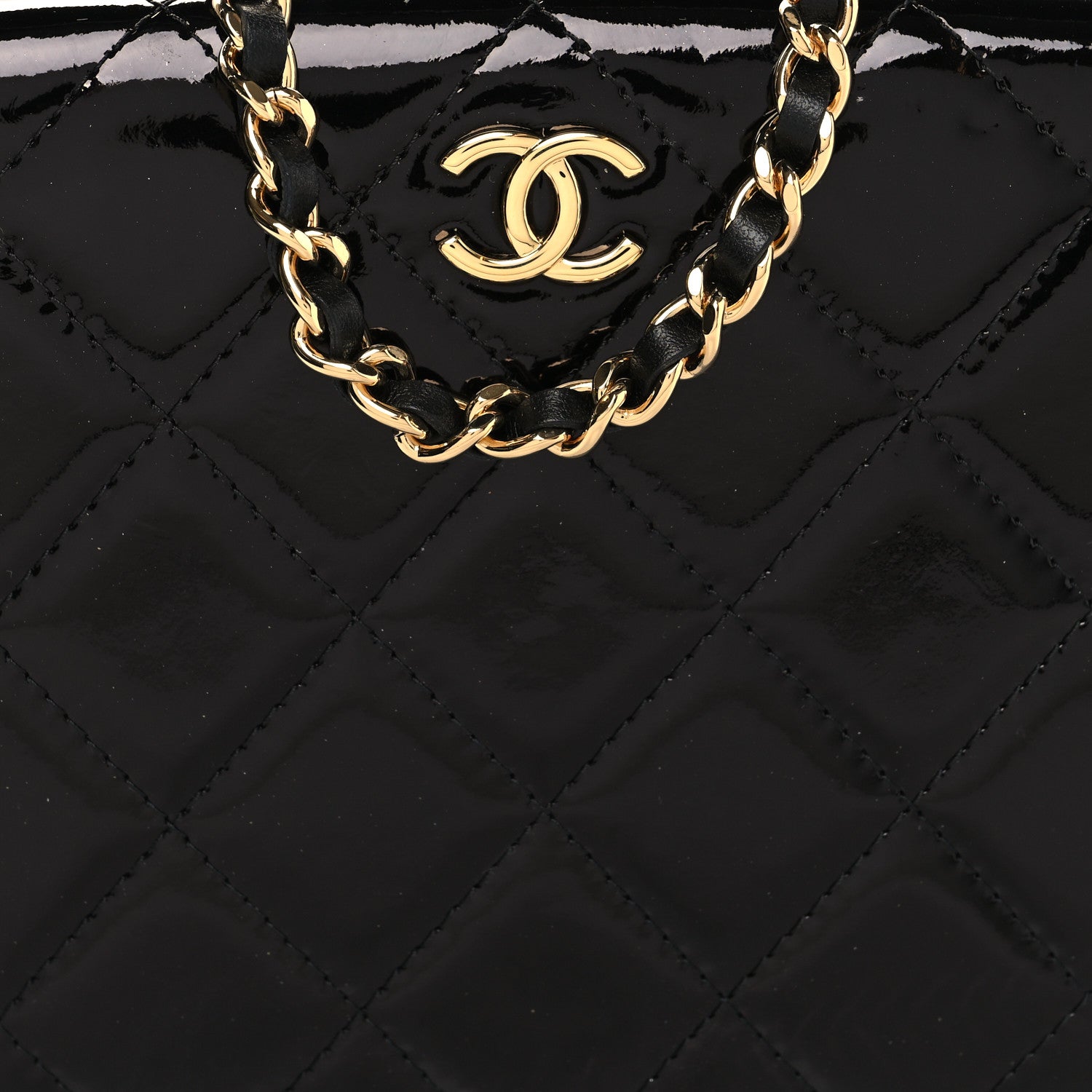 Chanel Glazed Goatskin Quilted Box With Chain Black 9 of 12