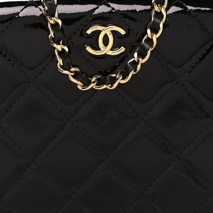 Chanel Glazed Goatskin Quilted Box With Chain Black 9 of 12