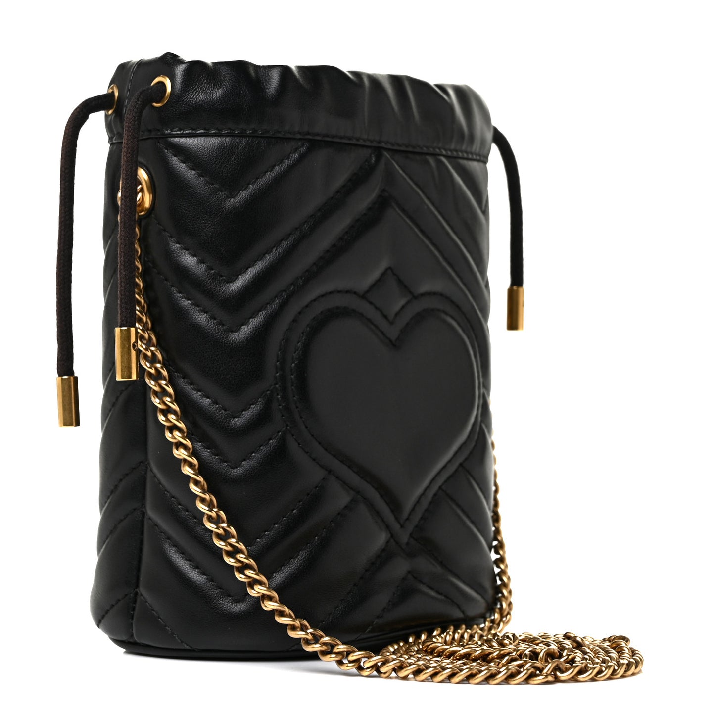 Calfskin Matelasse Mini GG Marmont 2.0 Bucket Bag Black