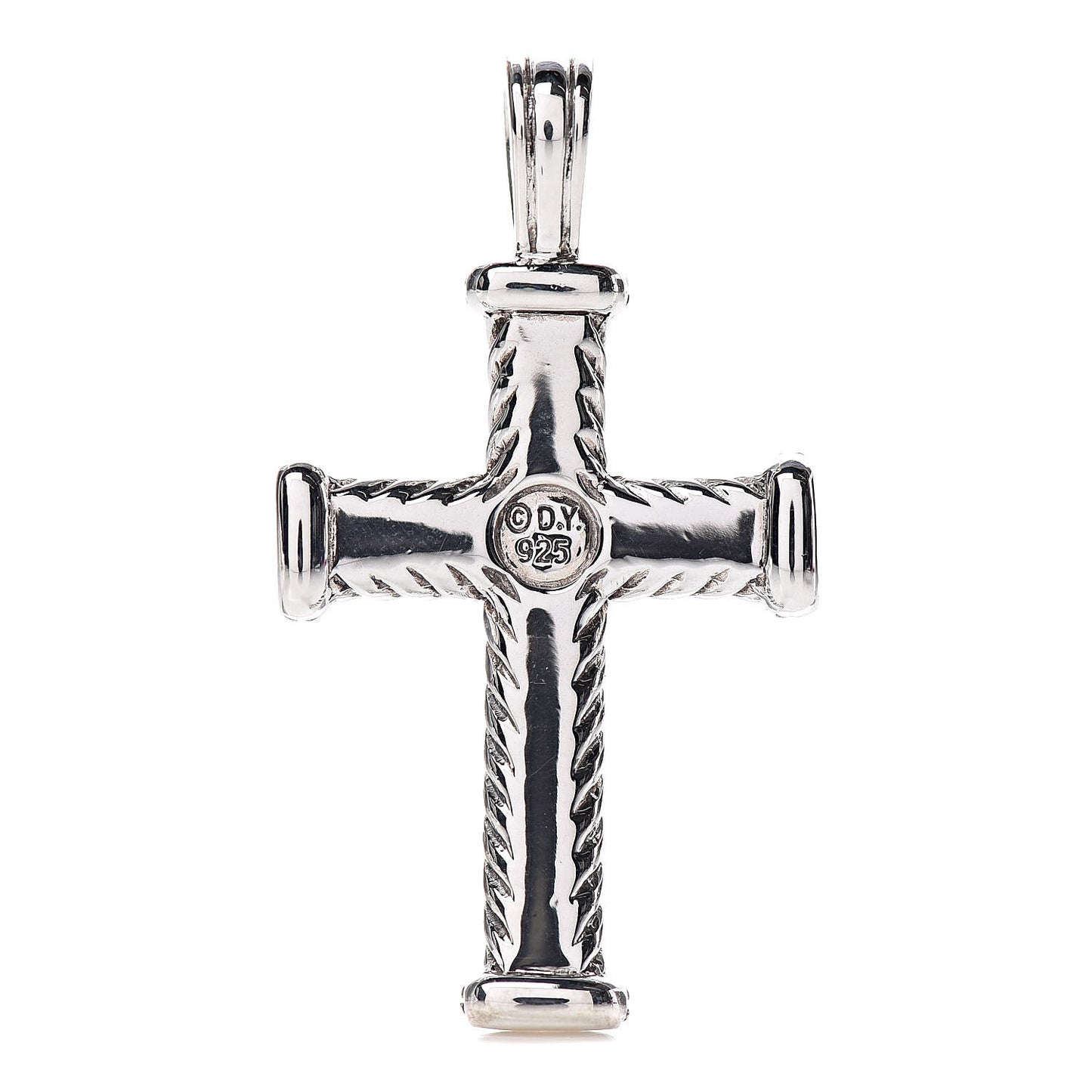 Sterling Silver Black Diamond Mens Chevron Cross Pendant
