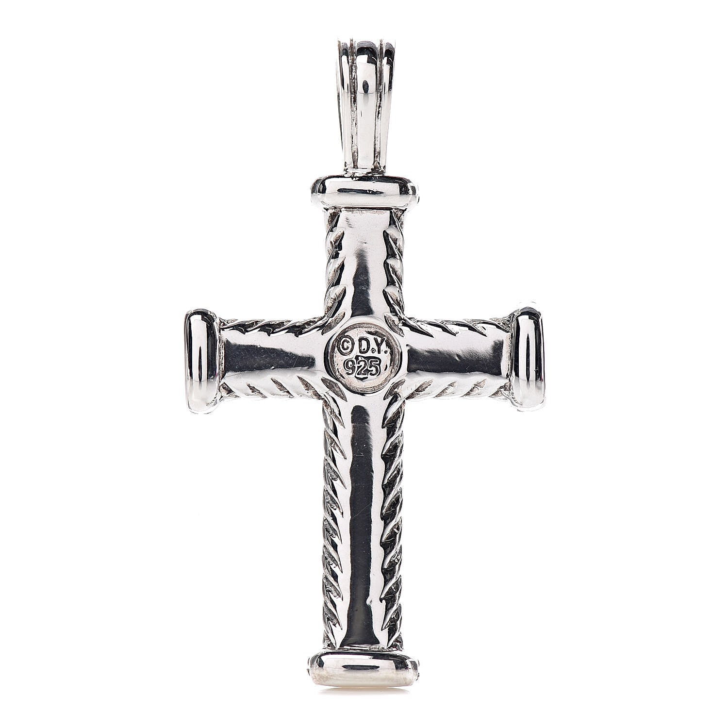 David Yurman Sterling Silver Black Diamond Mens Chevron Cross Pendant 3 of 3