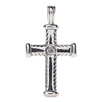 David Yurman Sterling Silver Black Diamond Mens Chevron Cross Pendant 3 of 3