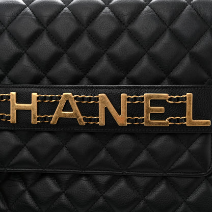 Chanel Calfskin Quilted Front Logo Enchained Clutch Black 9 of 10