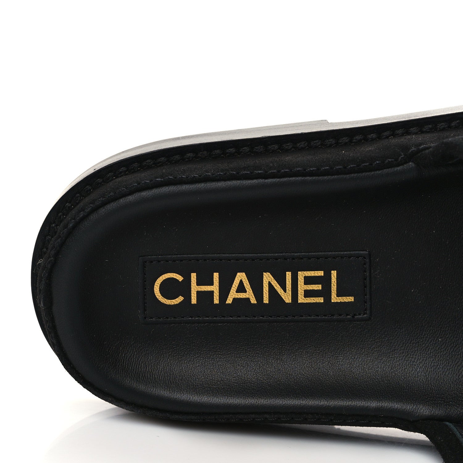 Chanel Suede Stitched Resin CC Mules 41 Black 7 of 8