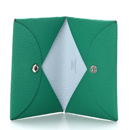 Hermes Chevre Mysore Verso Calvi Card Case Menthe Bleu Brume 6 of 9