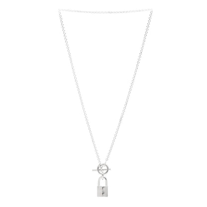 Hermes Sterling Silver Cadenas Kelly Lock Pendant Necklace 3 of 4