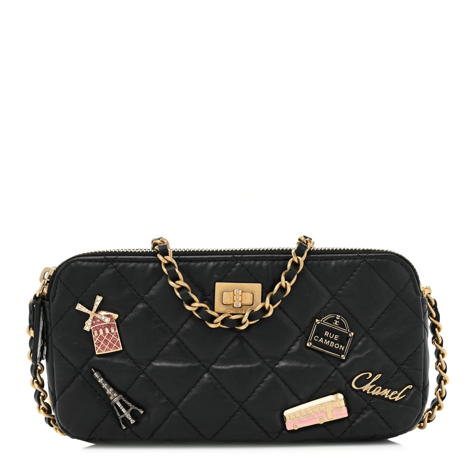 Chanel Aged Calfskin Lucky Charms 2.55 Reissue Small Clutch With Chain Black 1 of 12