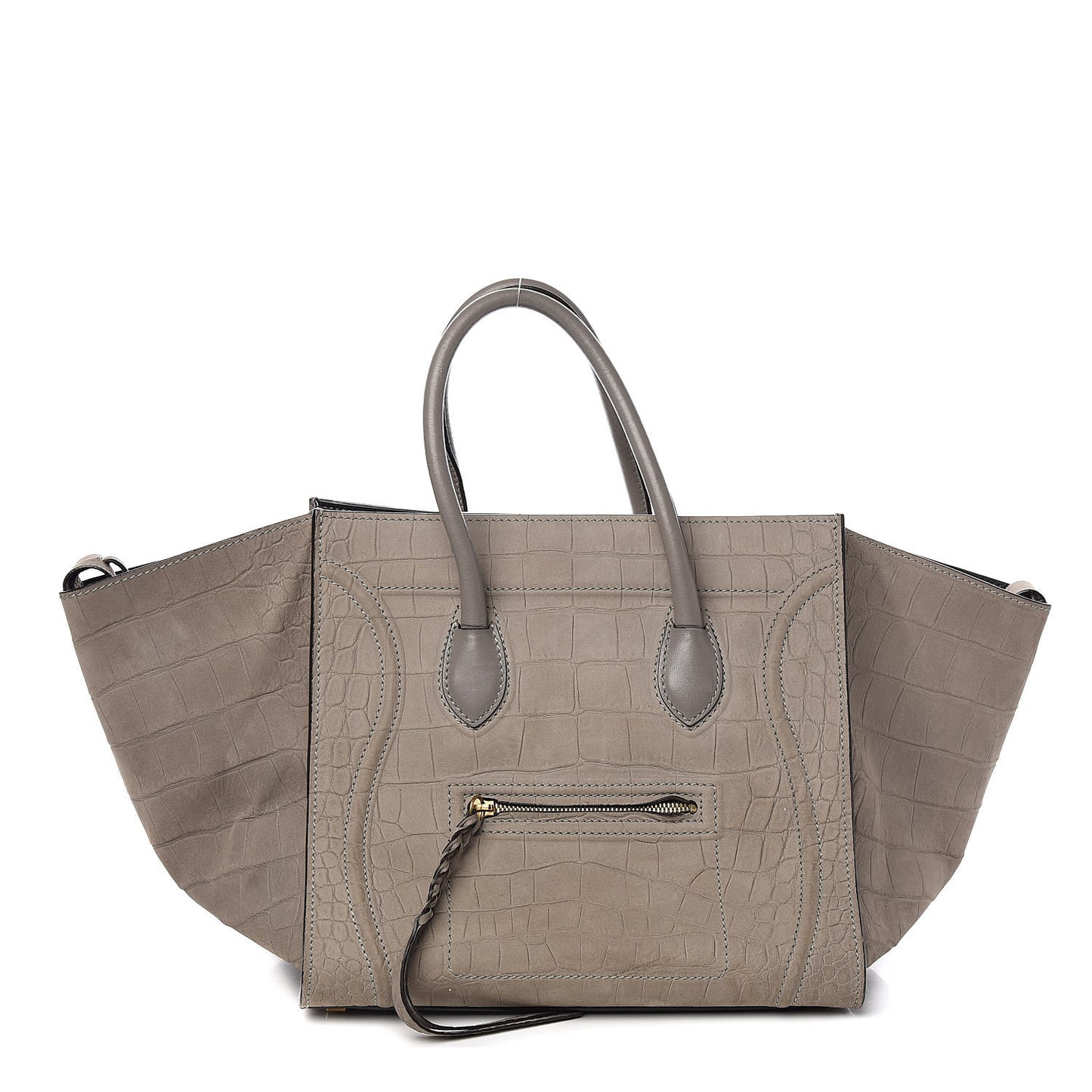 Crocodile Embossed Nubuck Medium Phantom Luggage Grey