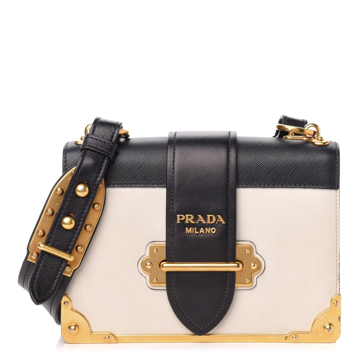 Prada City Calf Saffiano Cahier Bag Talco Black 1 of 12