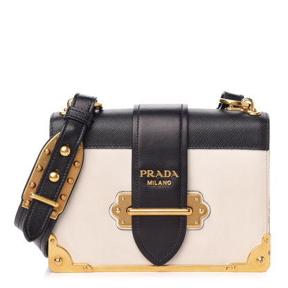 Prada City Calf Saffiano Cahier Bag Talco Black 1 of 12