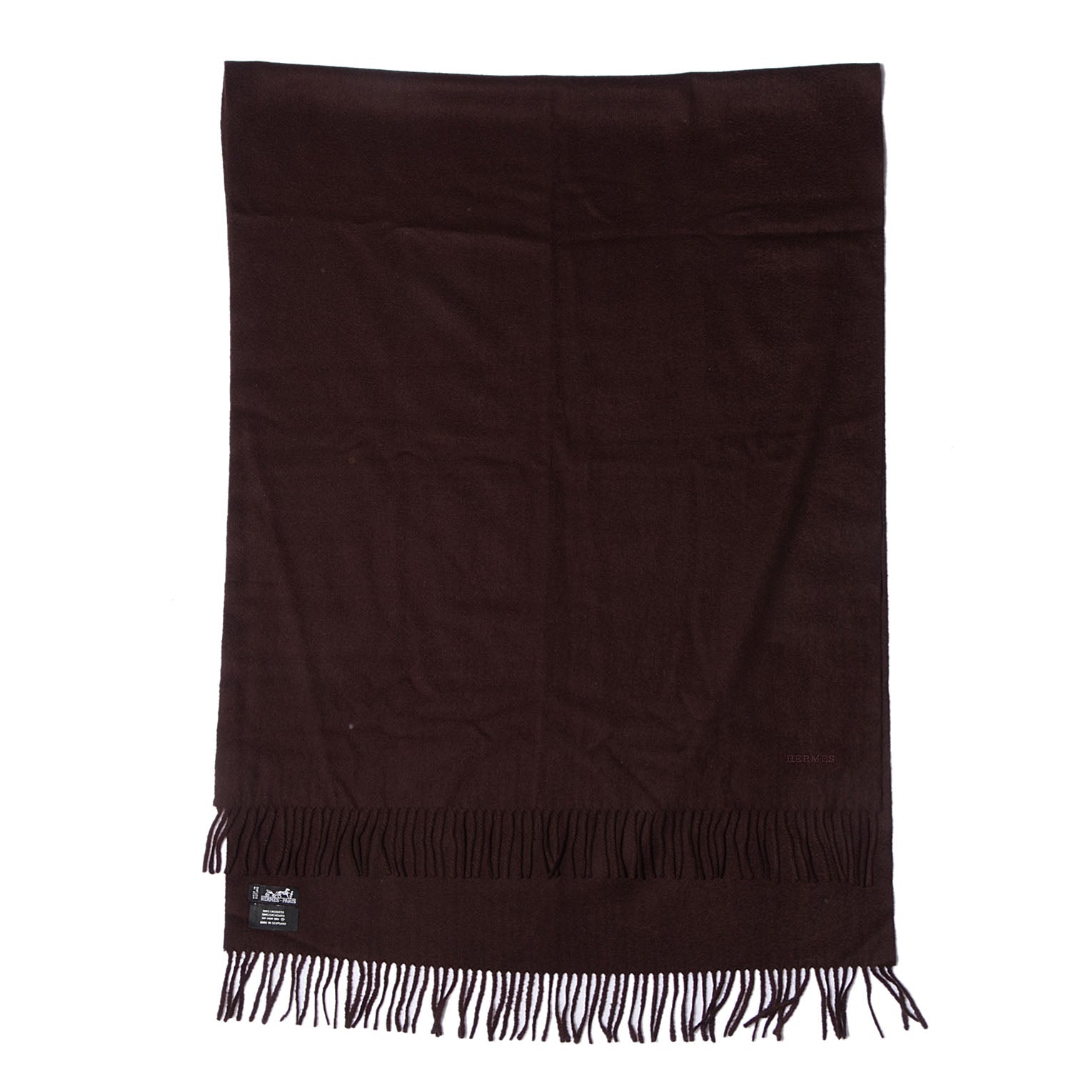Hermes Solid Cashmere Scarf Brown 3 of 5