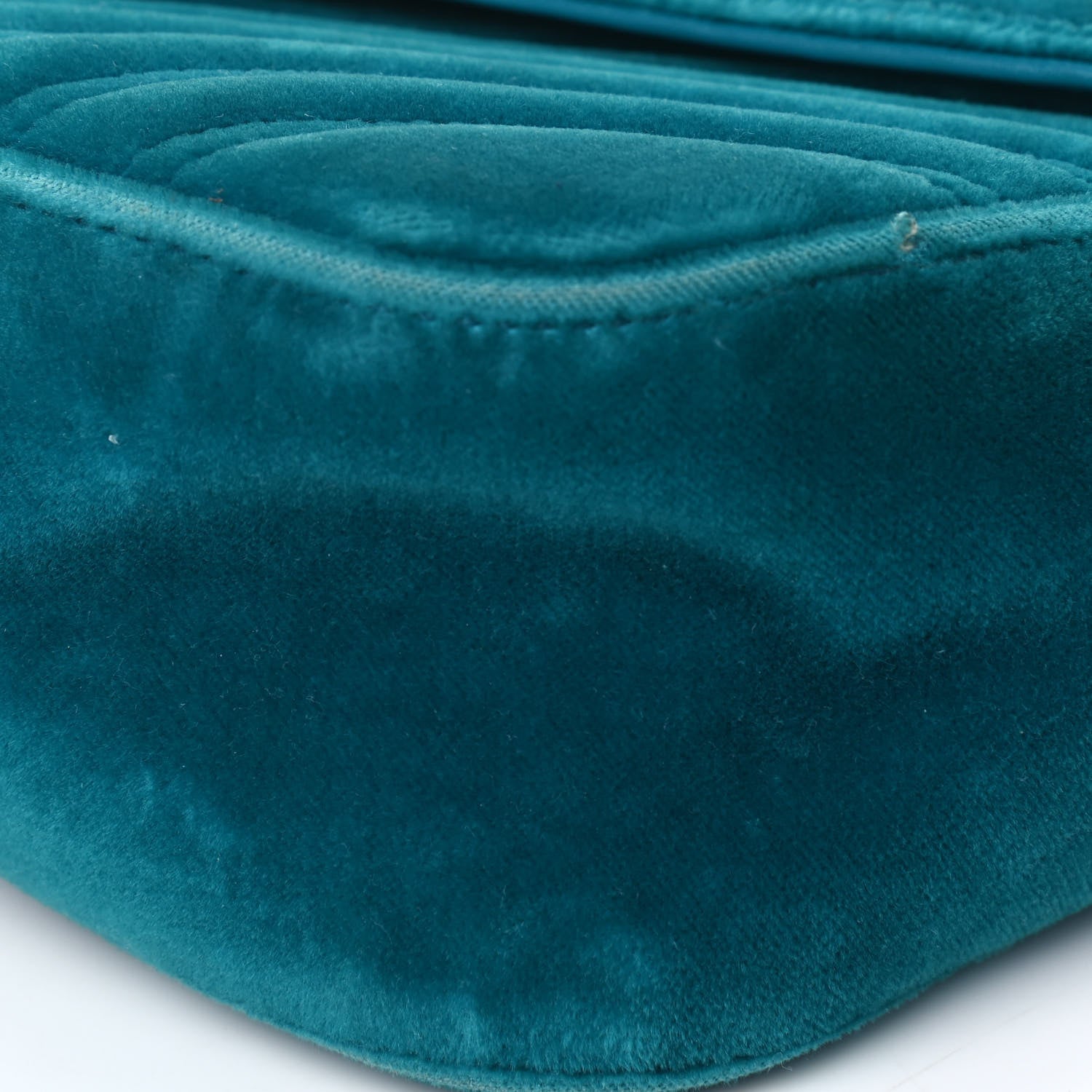 Gucci Velvet Matelasse Small GG Marmont Shoulder Bag Pavone Cyan 12 of 18