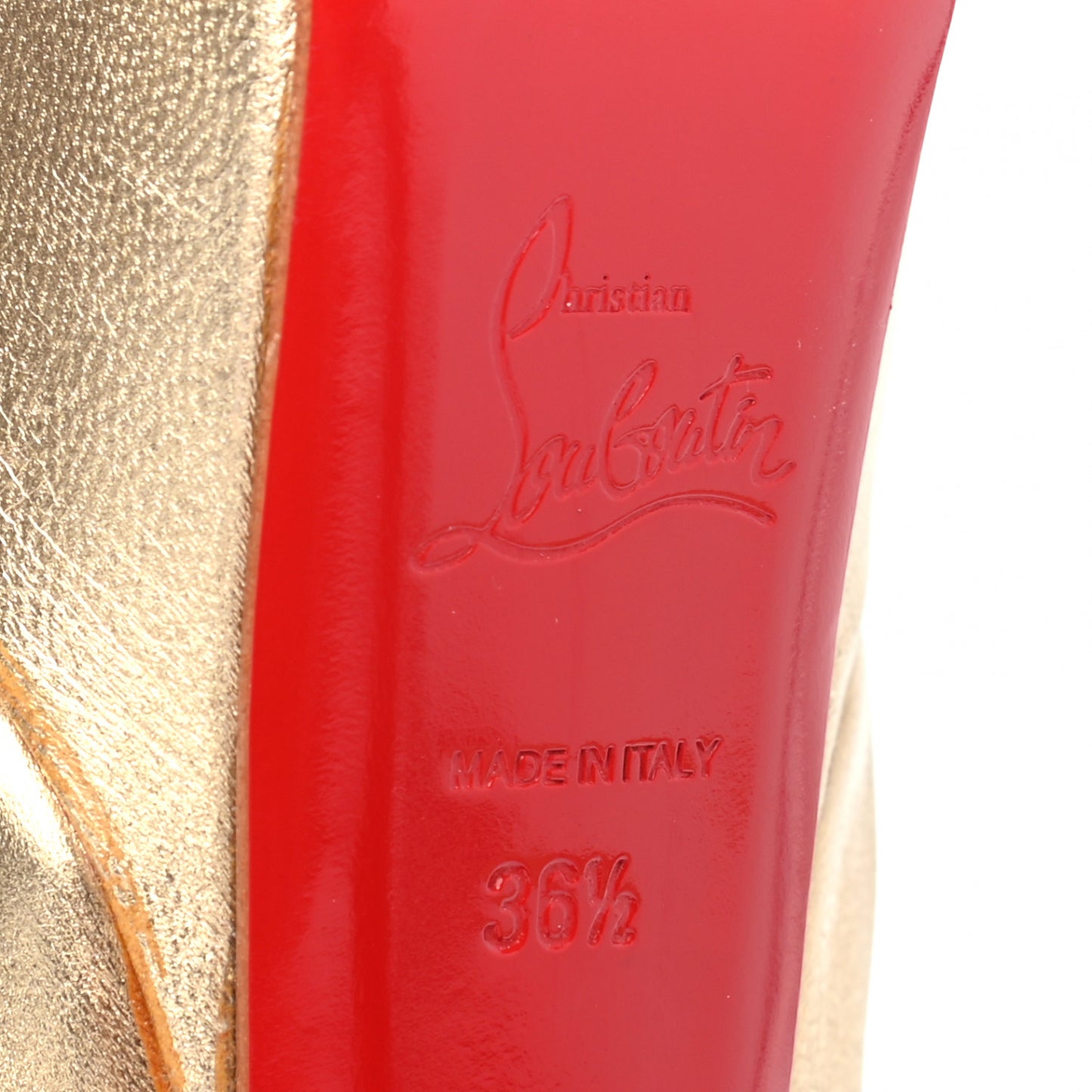 Metallic Calfskin Lady Peep 150 Pumps 36.5 Gold