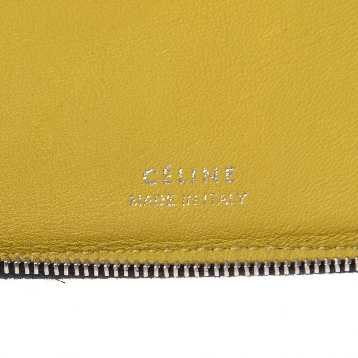 Celine Drummed Calfskin Zip Around Organizer Wallet Black Citron 6 of 15