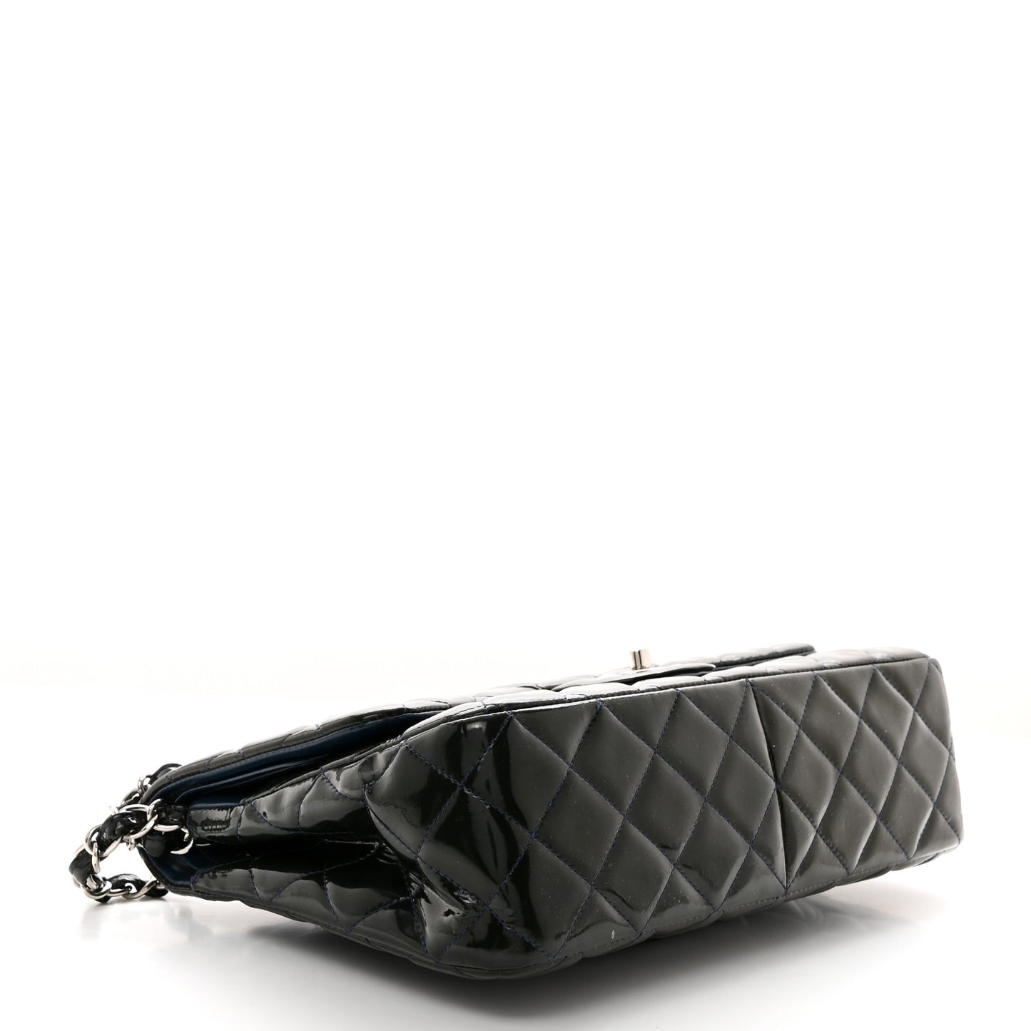 Patent Quilted Jumbo Double Flap Navy