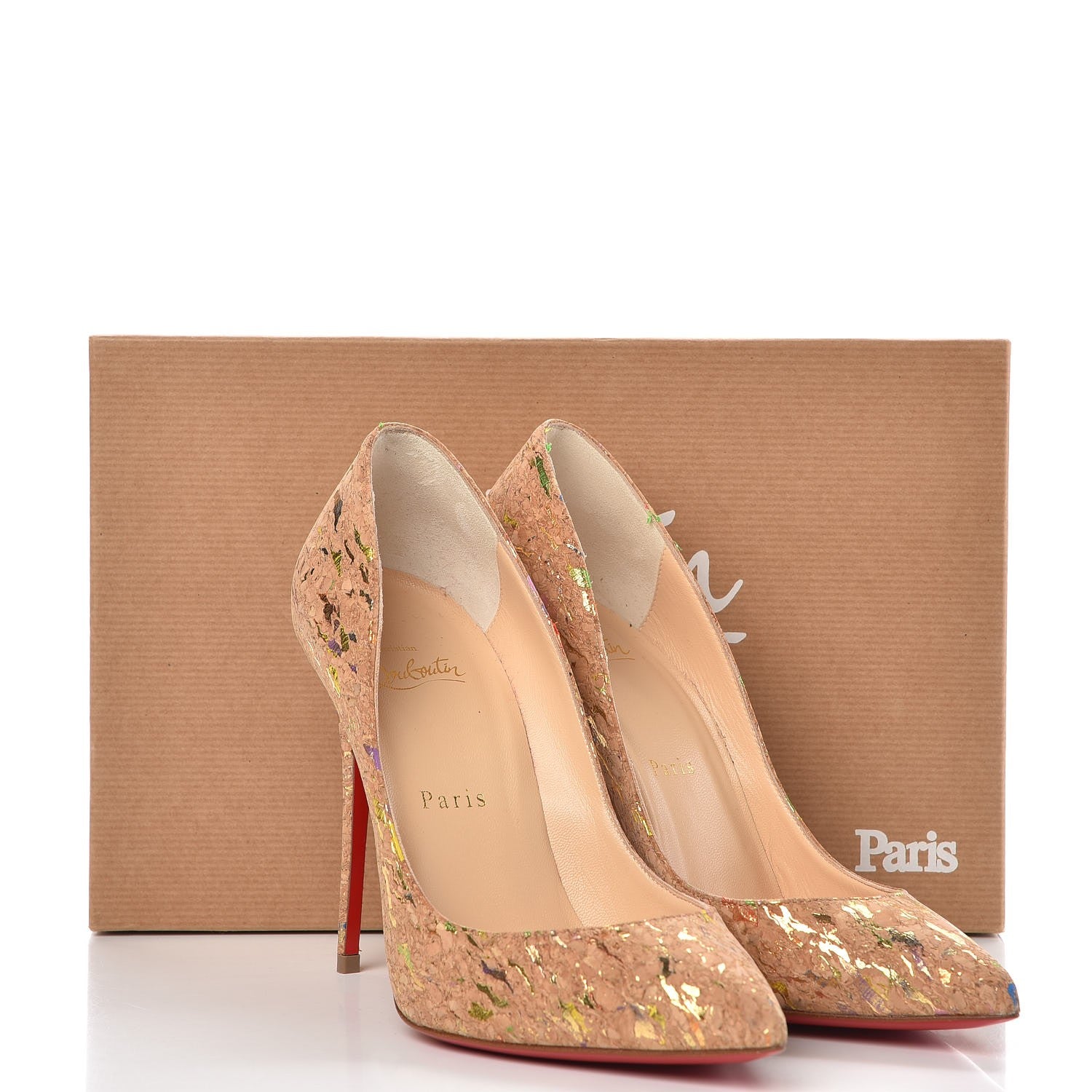 Christian Louboutin Cork Lame Pigalle Follies 100 Pumps 38 Multicolor 8 of 9