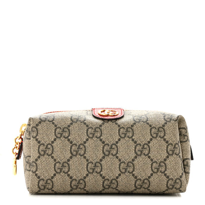 Gucci Soft GG Supreme Monogram Calfskin Small Ophidia Cosmetic Case Beige Ebony Hibiscus Red 1 of 8