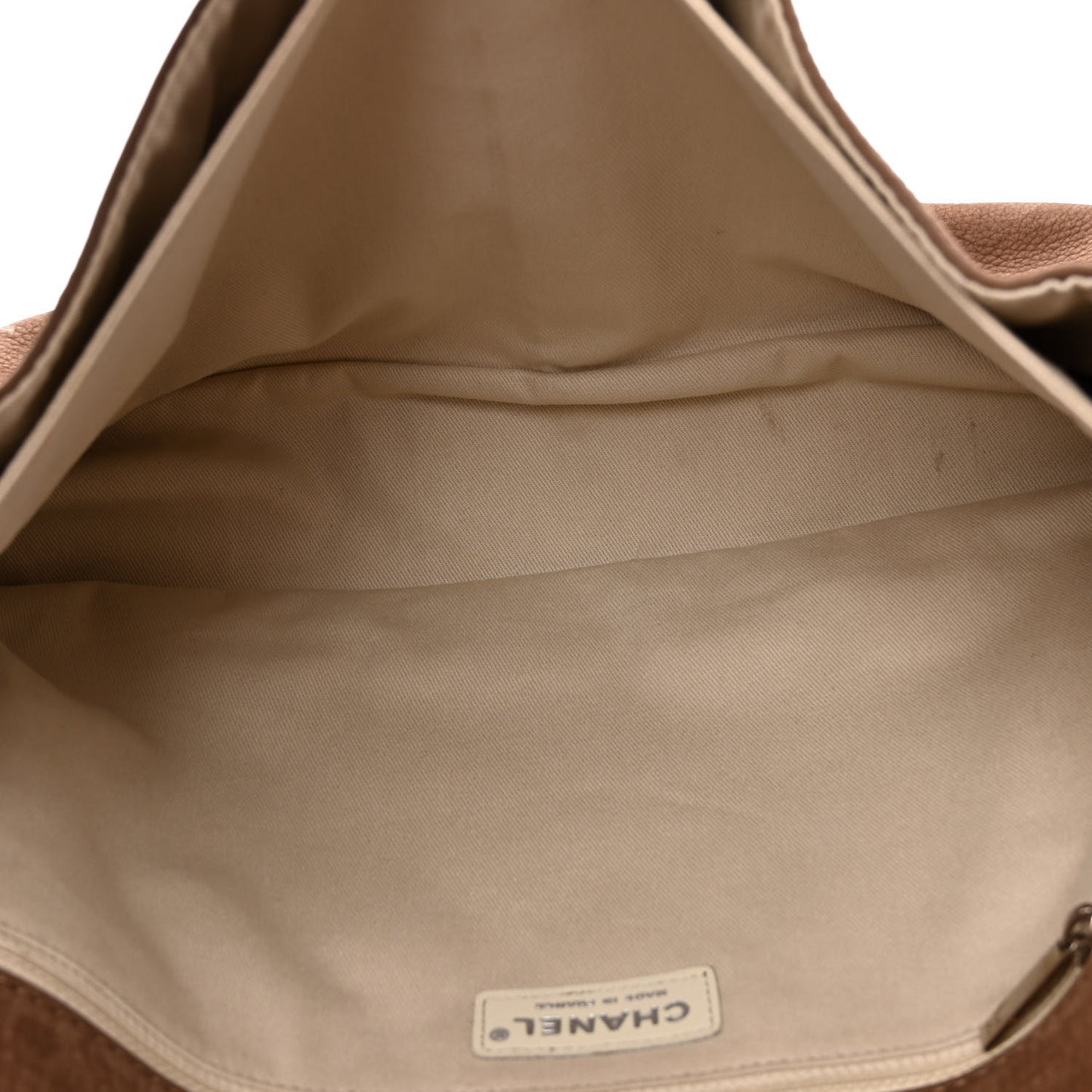 Ultra Soft Suede Calfskin Large Natural Beauty Flap Brown