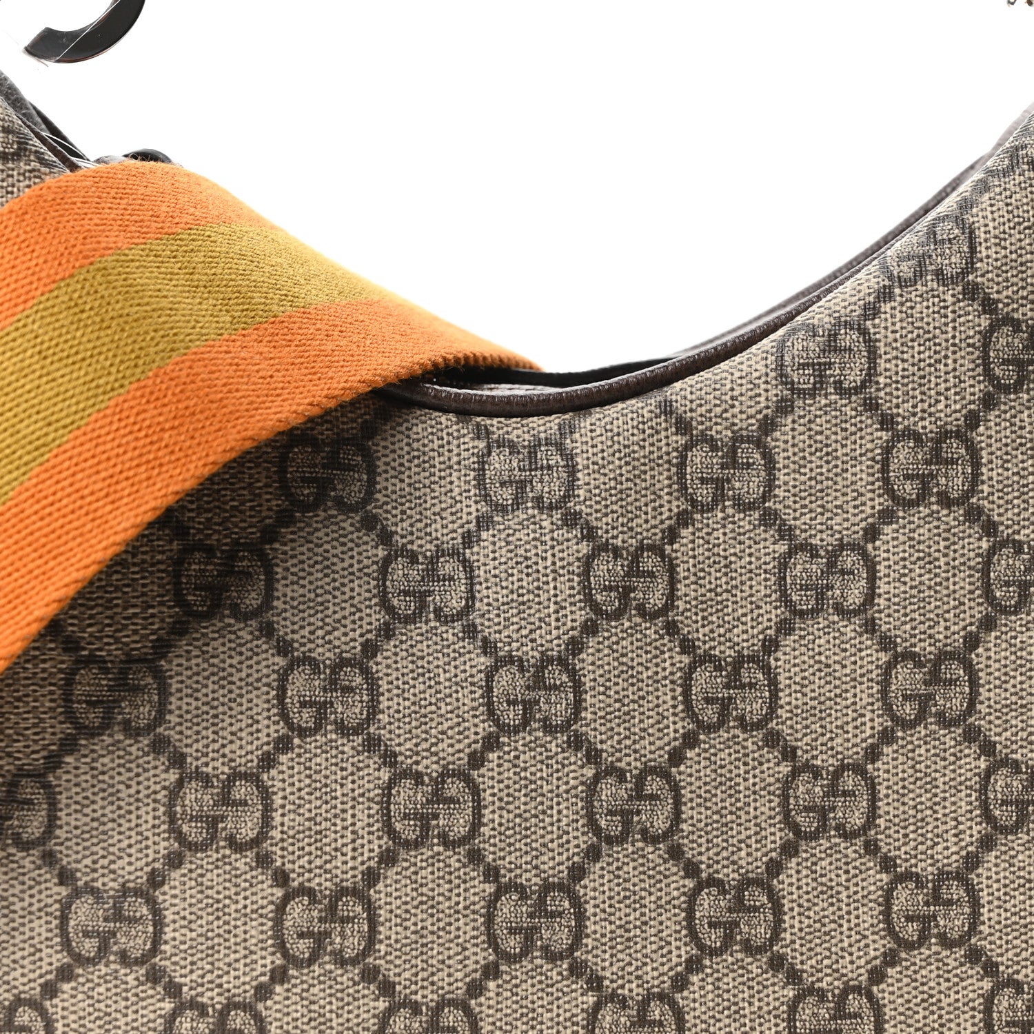 Gucci GG Supreme Monogram Textured Calfskin Web Small Attache Shoulder Bag Beige Ebony New Acero 8 of 10
