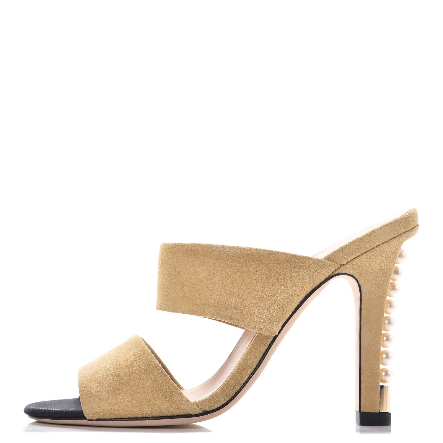 Chanel Suede Pearl Sandals 35 Beige 1 of 9